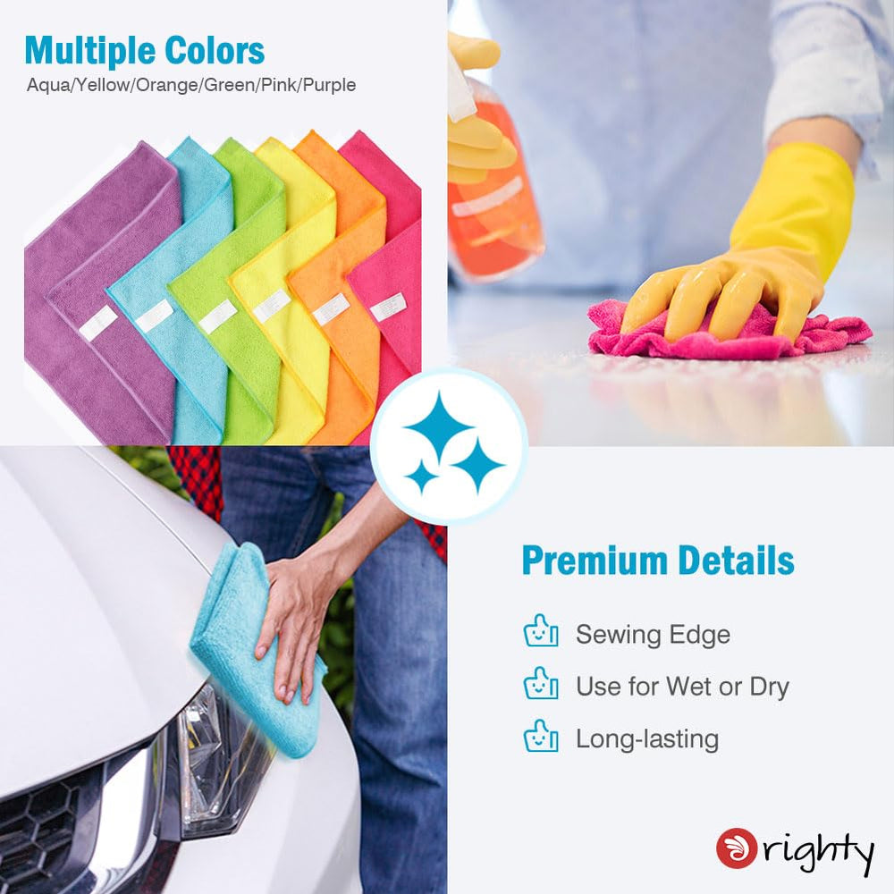 Orighty soft-touch cleaning cloths for car surfaces.