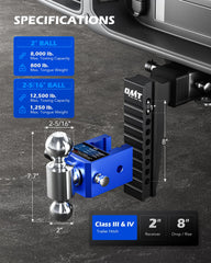 Orion Motor Tech 12,500 lb 2-5/16-inch ball supports heavy trailers.