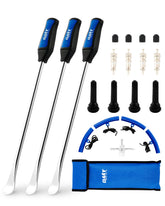 Orion Motor Tech 14.5-inch tire spoons in use for motorcycle tire removal