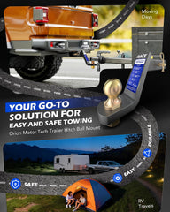 Orion Motor Tech 2in ball hitch connection for direct trailer compatibility.