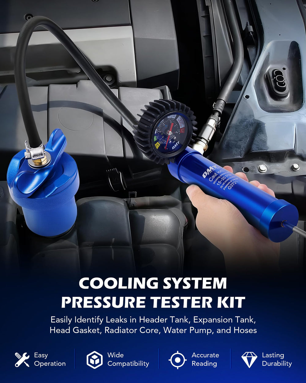 Orion Motor Tech seven piece diagnostic kit assembled for portable cooling system testing
