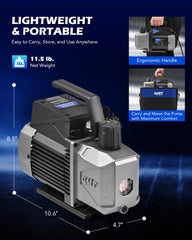 Orion Motor Tech A2L vacuum pump compact and portable with versatile fittings
