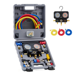 Orion Motor Tech AC Gauges 3-way manifold set for accurate pressure readings.