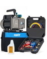 Orion Motor Tech AC vacuum pump and gauge set front view for precise car HVAC service