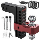 Orion Motor Tech adjustable trailer hitch for 2.5 in receivers enables flexible towing heights.