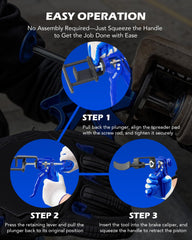 Orion Motor Tech brake caliper compressor in use showing lever action.