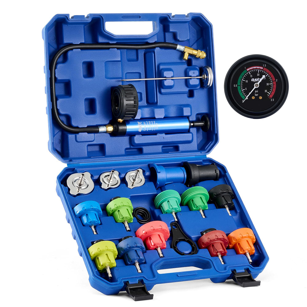 Orion Motor Tech coolant tester kit cover showing organized storage for fast cooling-system checks.