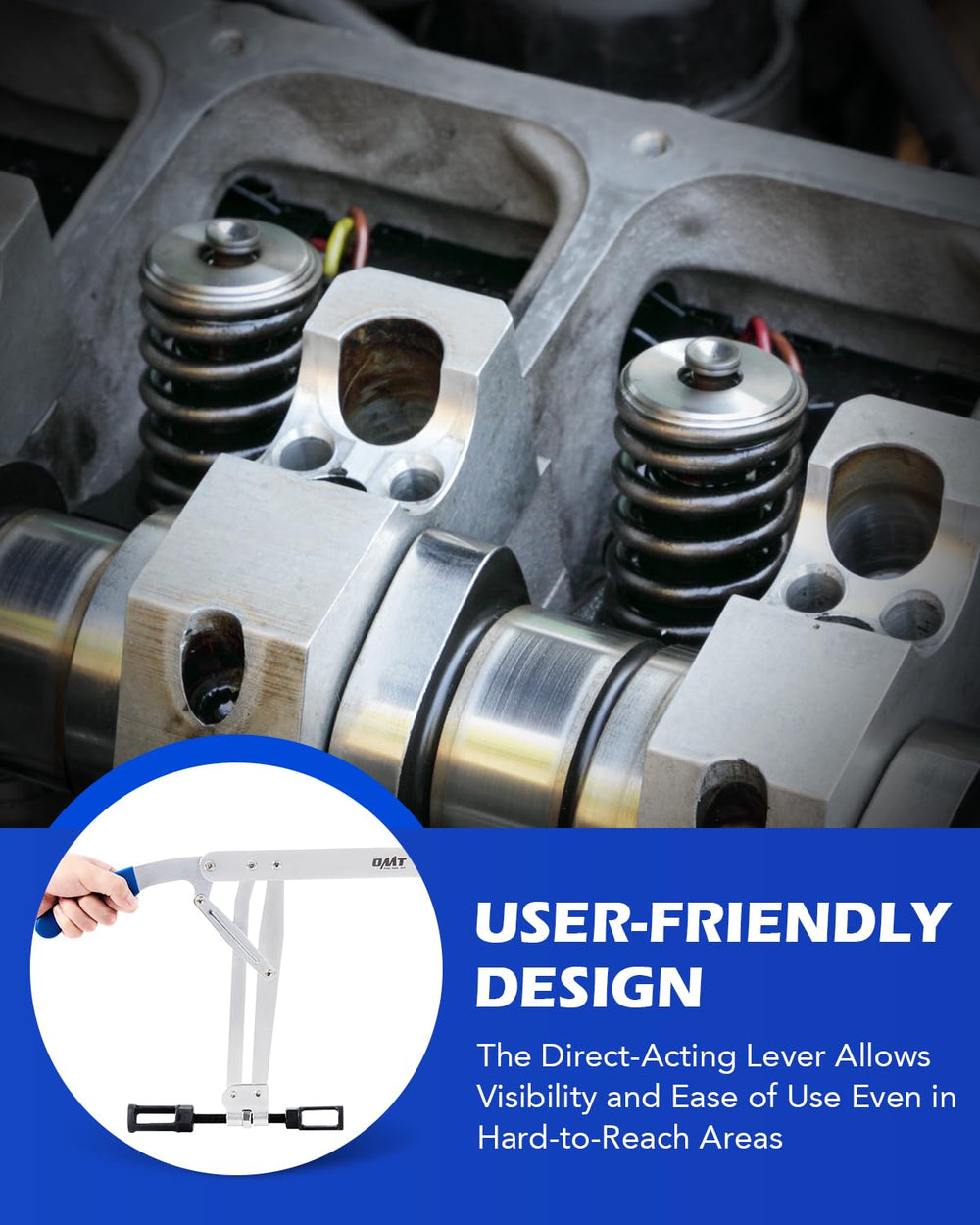 Orion Motor Tech direct action valve spring removal tool shown in engine bay