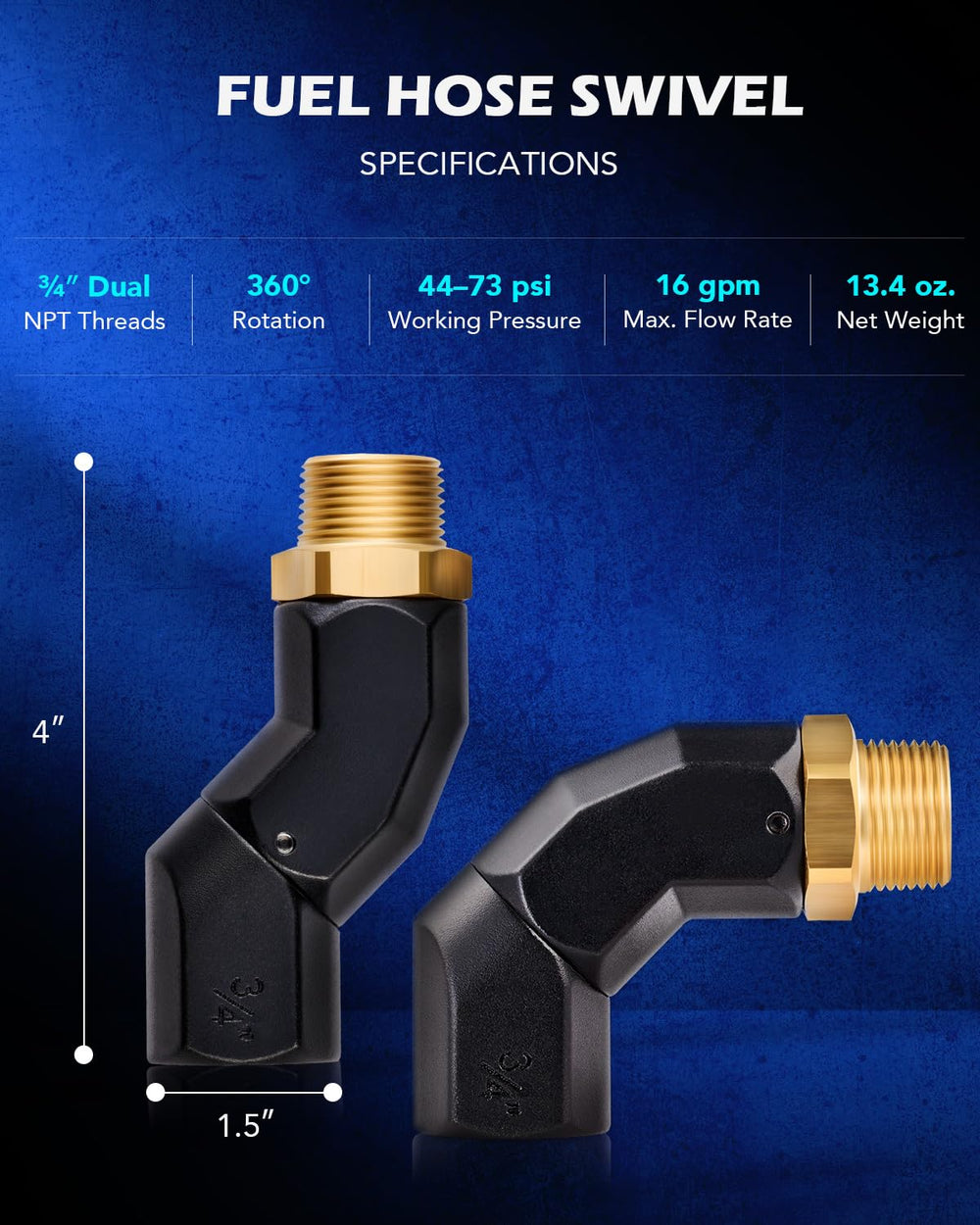 Orion Motor Tech dual NPT threads ensure tight hose connections.