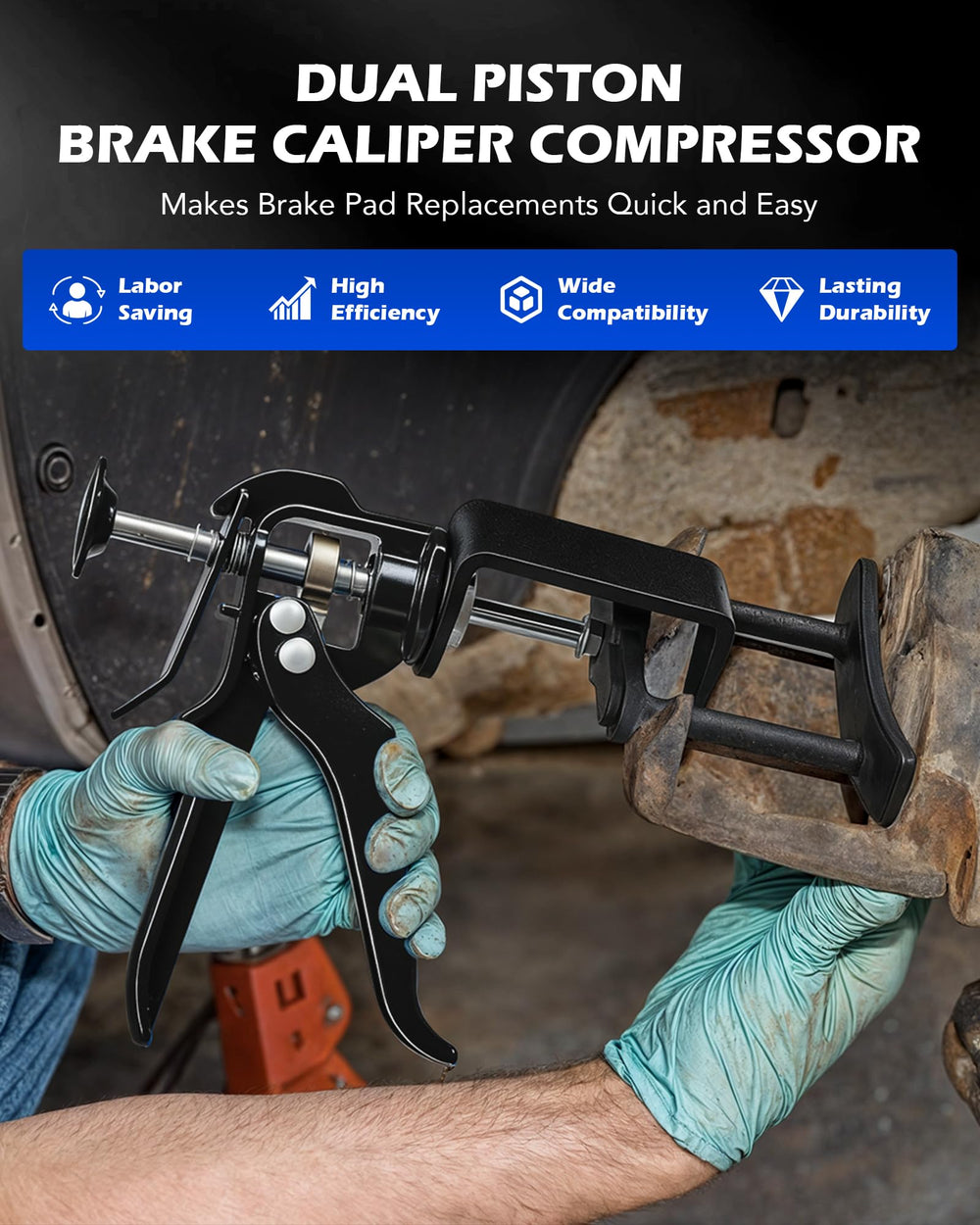 Orion Motor Tech front caliper compressor application for faster service