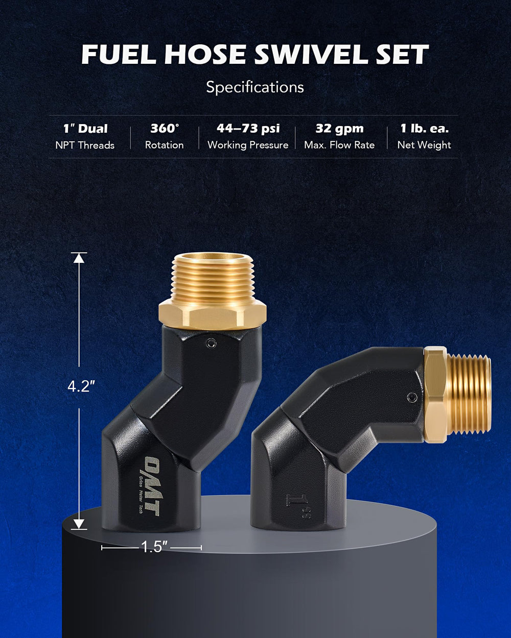 Orion Motor Tech 1in NPT fuel hose connector provides a tight seal