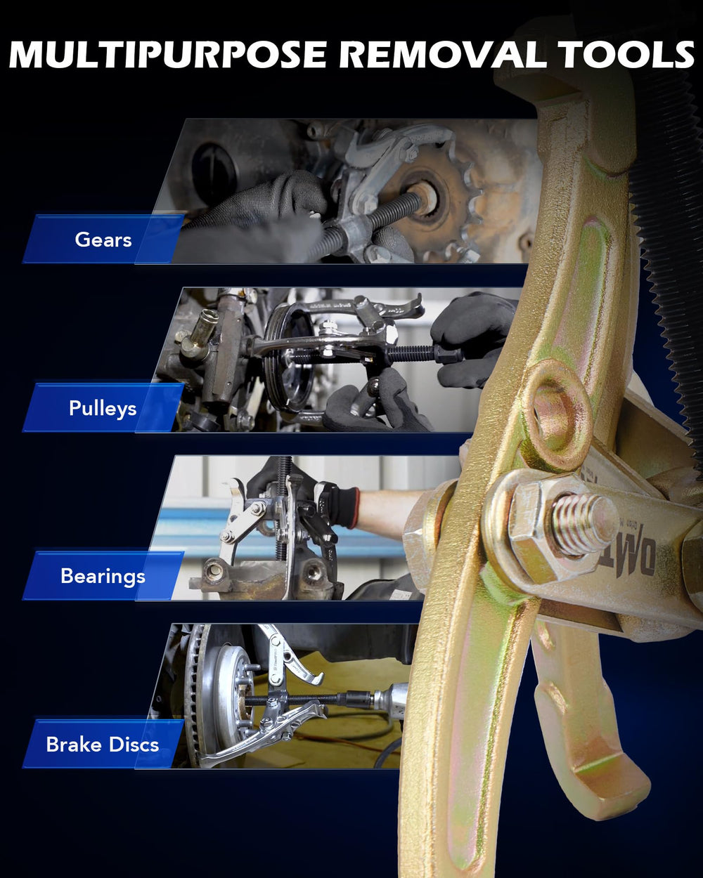Orion Motor Tech gear puller 6in with extended reach for stubborn parts.