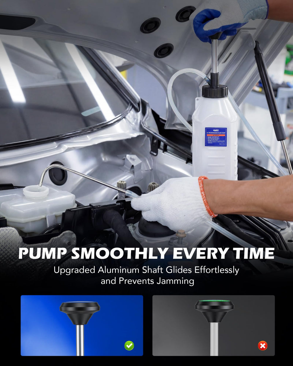 Orion Motor Tech hand pump with extended hose reaches tight spots