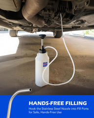 Orion Motor Tech pump used under vehicle to reach ports