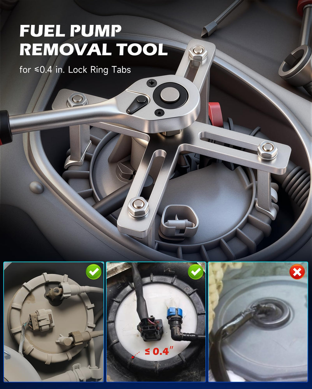 Orion tool demonstrates lock ring capture across the 3.3 to 7.2 inch range.