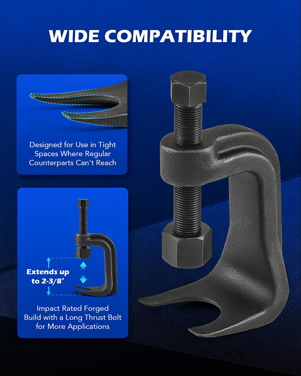 Orion Motor Tech lower control arm prying tool emphasizes strong leverage.