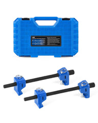 Orion Motor Tech MacPherson spring compressor with 10.5-inch jaw in blue case for suspension work