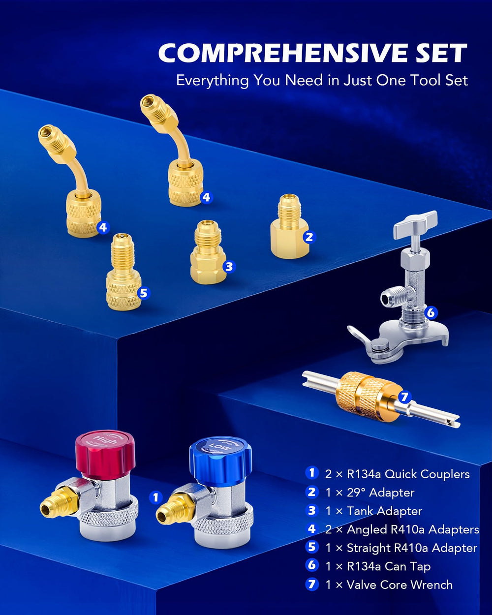 Orion Motor Tech puncture-style can tap and adapters ready for service