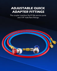 Orion Motor Tech R134a manifold gauge adapters provide versatile compatibility during charging