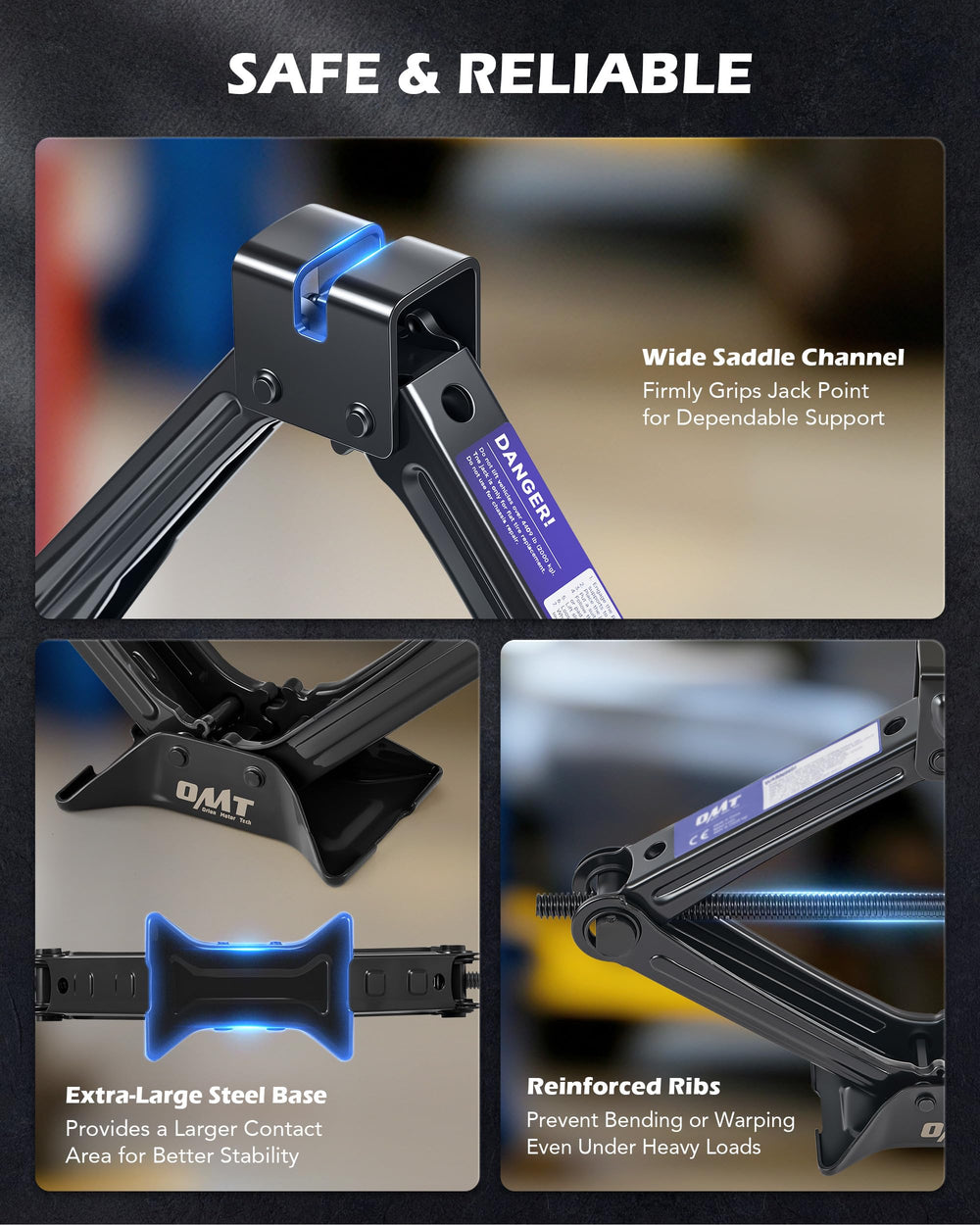 Ratchet wrench included for quick socket changes and safe operation