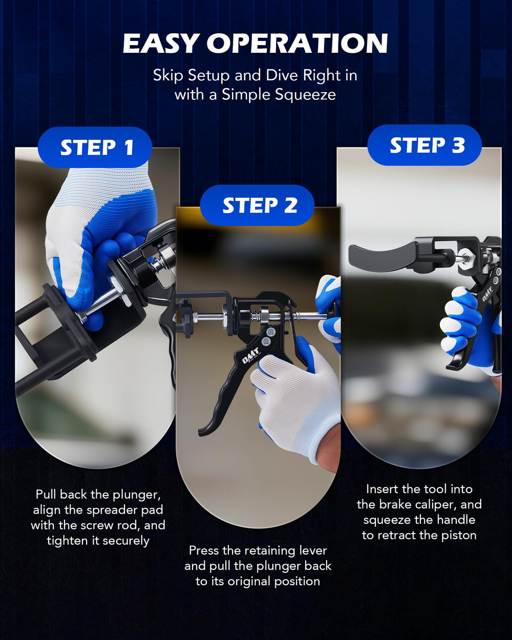 Orion Motor Tech rear caliper compressor application for efficient maintenance