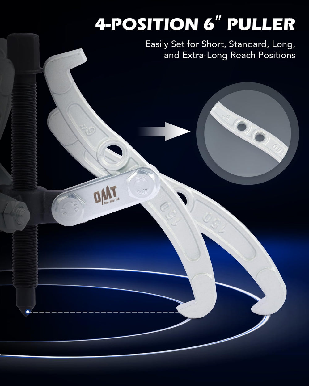 Orion Motor Tech Reversible Jaws enable inside or outside pull for flexibility