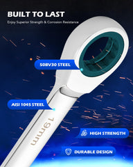Durable chrome-polished steel designed to resist wear and deformation.