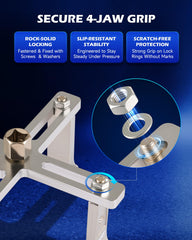 Balanced 4-jaw design reduces risk of scratches on lock rings.