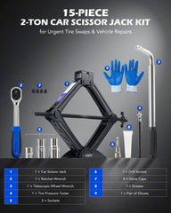 Included stand supports safe spare tire changes