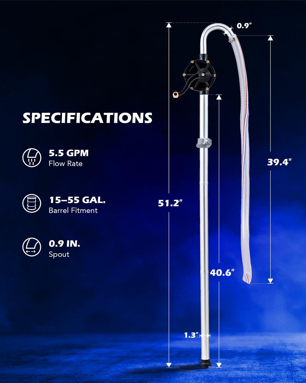 Orion Motor Tech 3-section suction tube extends for drum reach