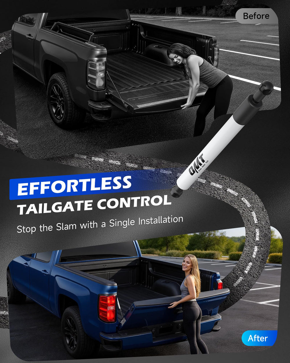 Orion Motor Tech tailgate damper mount plate secures a strong installation