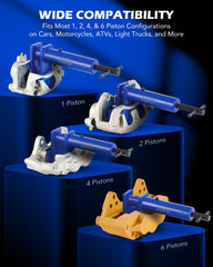 Universal compatibility with 1–6 piston brake calipers across vehicles