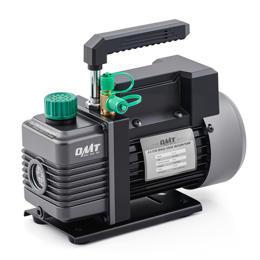 Orion Motor Tech vacuum pump front view for fast HVAC servicing