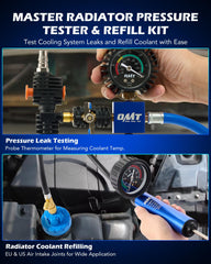 Orion Motor Tech vacuum pump and refill tool in action for radiator service