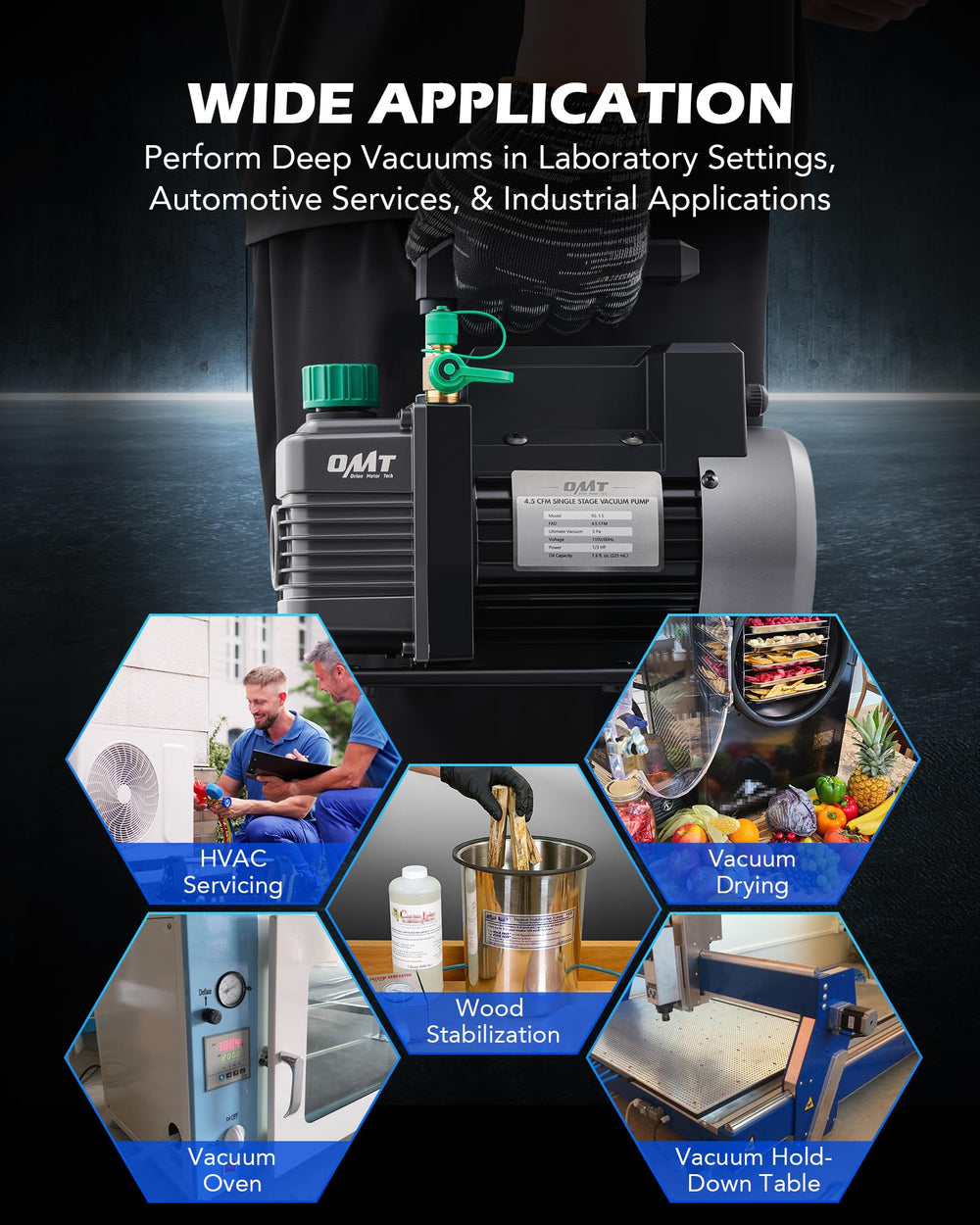Orion Motor Tech vacuum pump in use for auto AC servicing