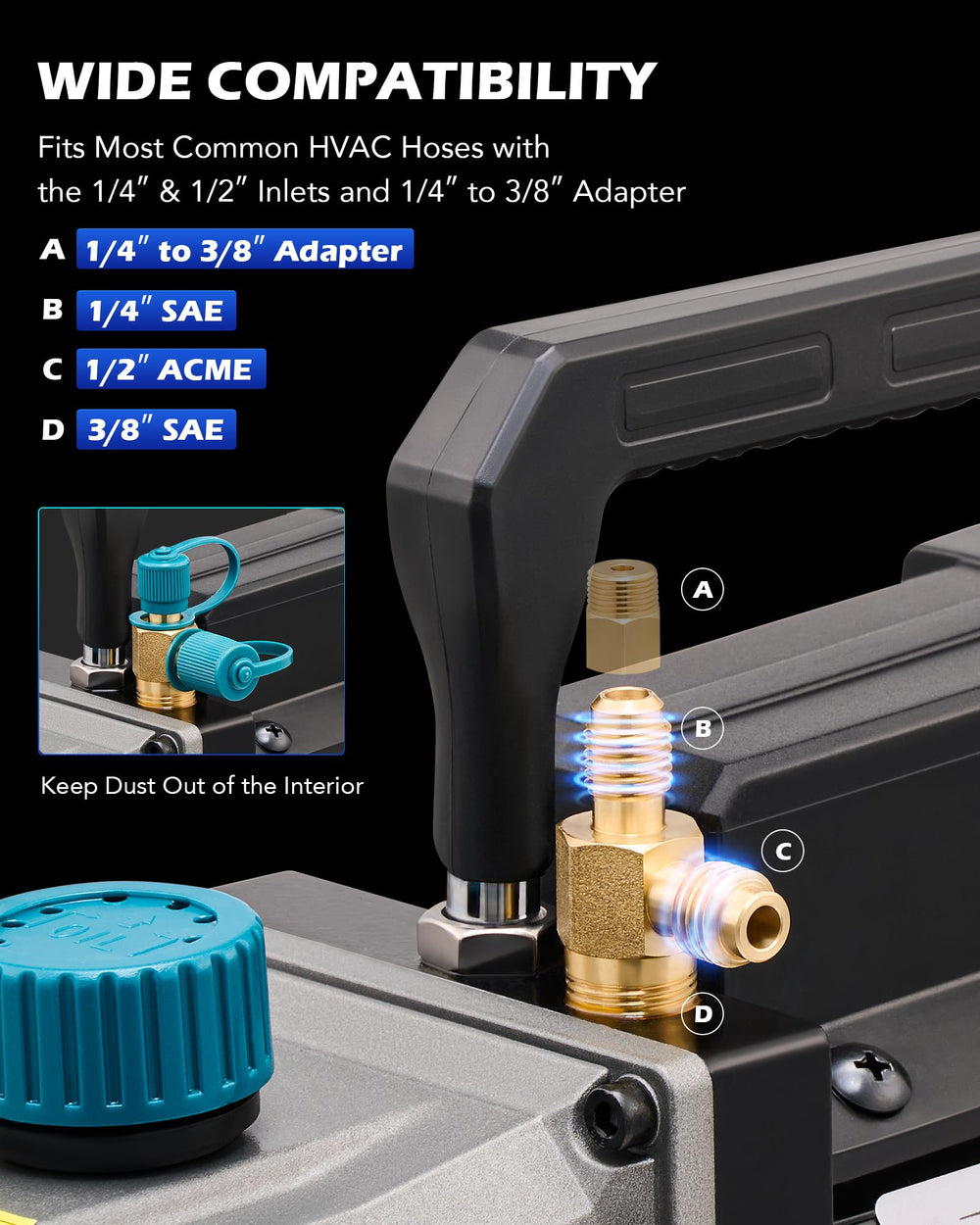 Orion Motor Tech vacuum pump in use for automotive AC service.
