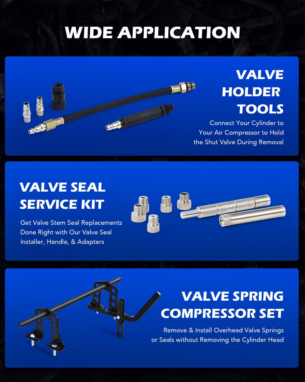 Orion Motor Tech valve remover and installer kit in action.