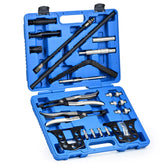 Orion Motor Tech valve spring compressor in overhead engine service for easy removal.
