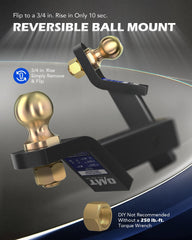 Orion Motor Tech zinc-plated hitch ball for corrosion resistance in rugged conditions.