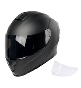 Orthrus full-face helmet matte black front view for daily commuting.