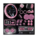 Osilly crystal steering wheel cover in pink adds dazzling style and interior protection.