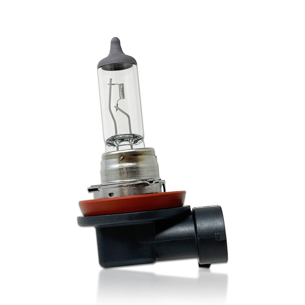 Close-up of glass encapsulation on OSRAM H11 64211L+ indicating longevity.
