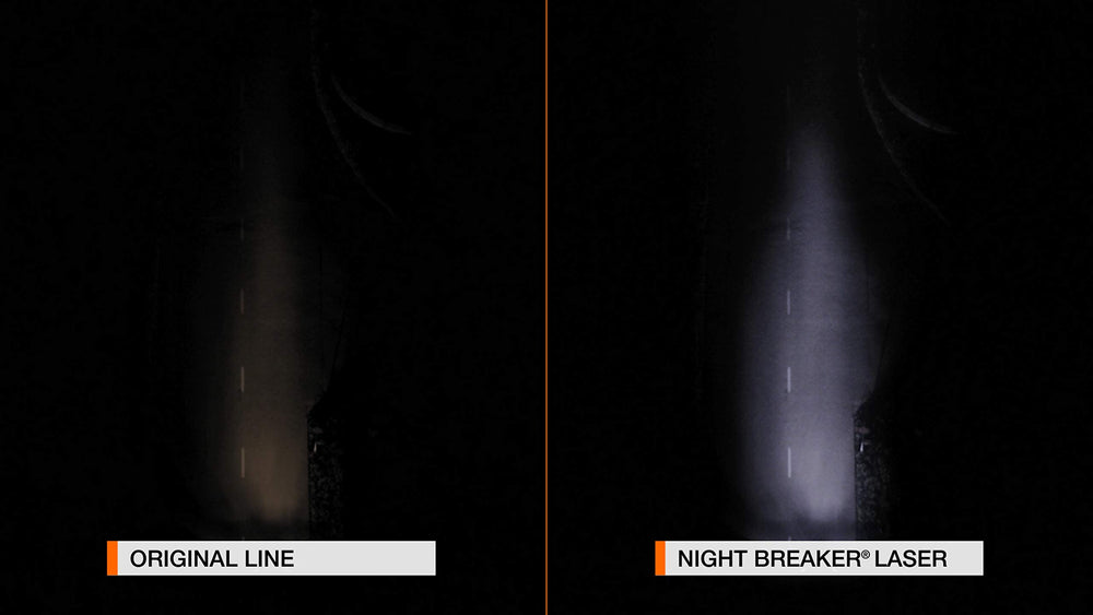 OSRAM NIGHT BREAKER LASER H7 beam pattern demonstrates brightness and distance.