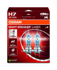 OSRAM NIGHT BREAKER LASER H7 packaging highlights premium, eco-friendly materials.