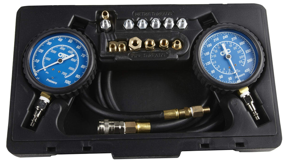 OTC 5610 display with dual gauges for static and on-road oil pressure testing