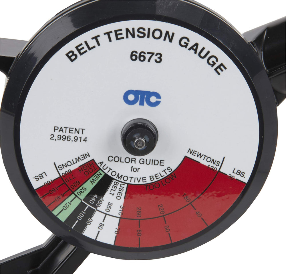 OTC 6673 gauge used on automotive and motorcycle belts demonstrates versatility