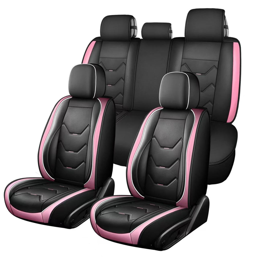 otoez pink leather seat cover texture close-up shows smooth, premium feel and durable stitching