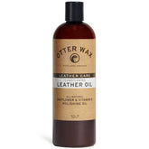 Otter Wax Leather Oil bottle close-up for deep conditioning dry leather.