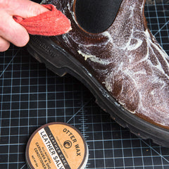 Otter Wax Leather Salve buffing leather to a durable natural finish
