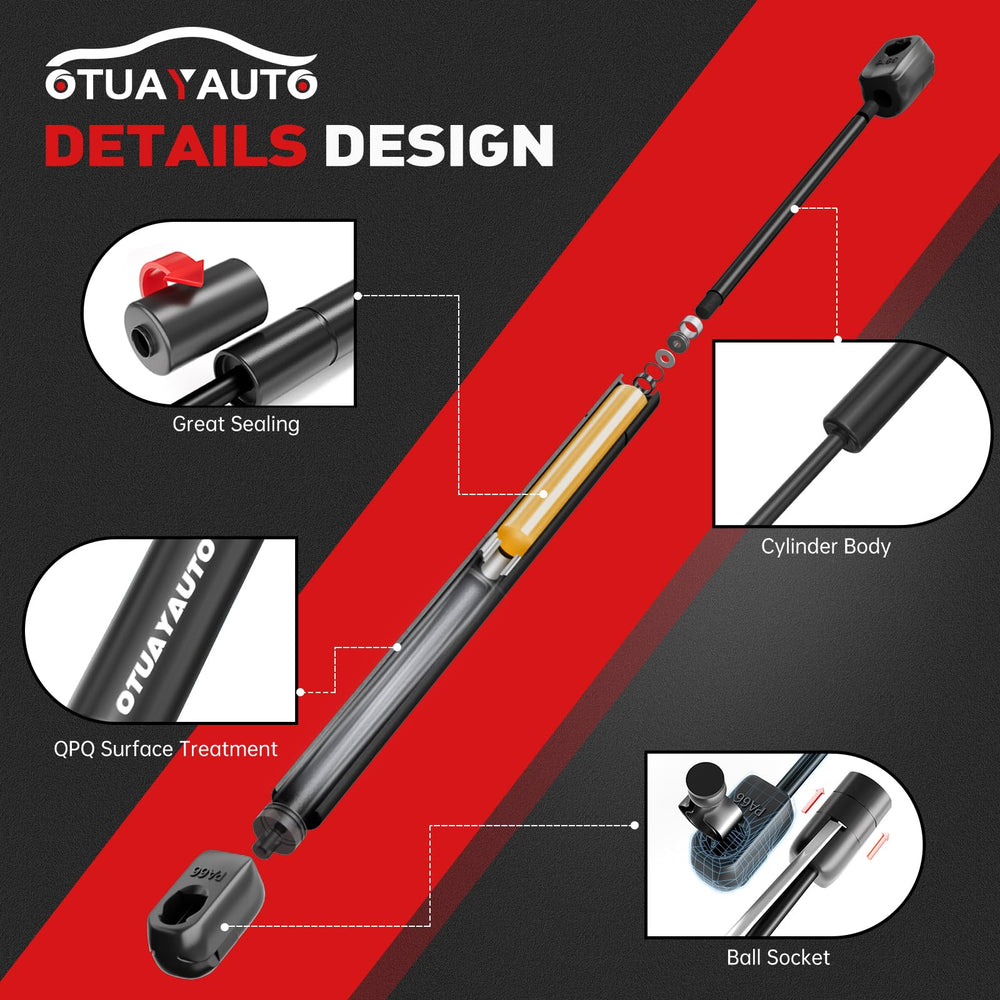 OTUAYAUTO liftgate struts extended length supports balanced opening.